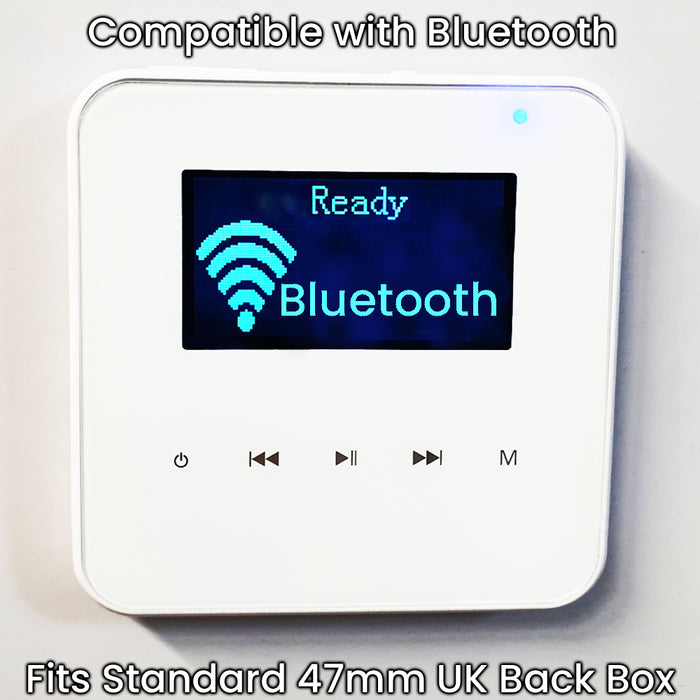 2x Wall Mounted Compact Bluetooth Amplifier - Stereo Hi-Fi Music System