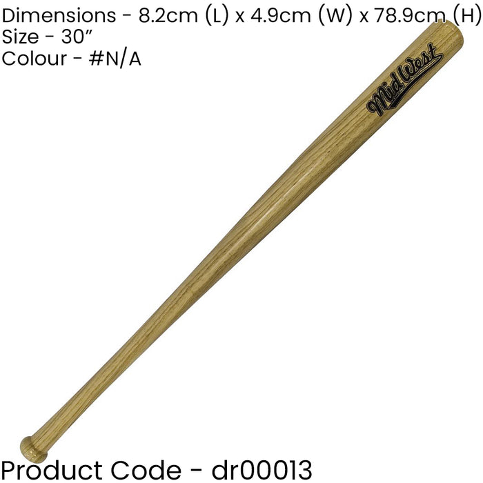 30 Inch Natural Wood Slugger Baseball Bat - Premium Comfort Batting Stick