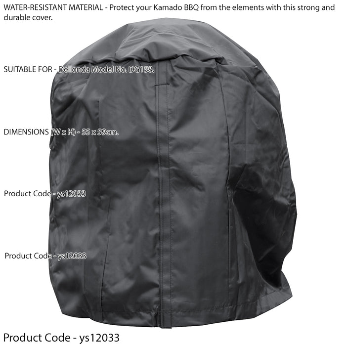 Outdoor Rated Kamado Grill BBQ Cover for ys12022 - Black PVC - 55 x 59cm Rain