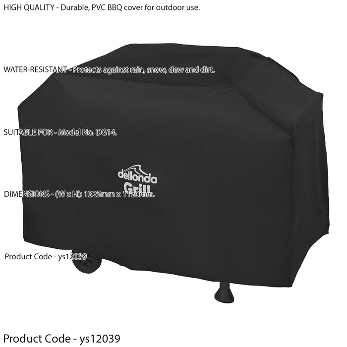 Outdoor Rated BBQ Cover for ys12018 - Black PVC - 1325mm x 1130mm Water & Rain