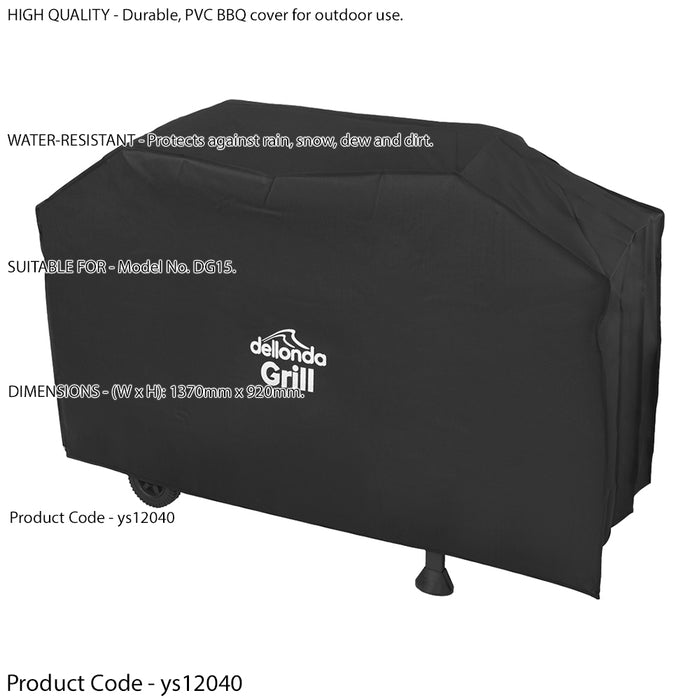 Outdoor Rated BBQ Cover for ys12020 - Black PVC - 1370mm x 920mm Water & Rain