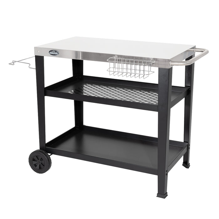 Stainless Steel Top BBQ & Grill Trolley - Food Prep Dolley Outdoor Cooking Stand