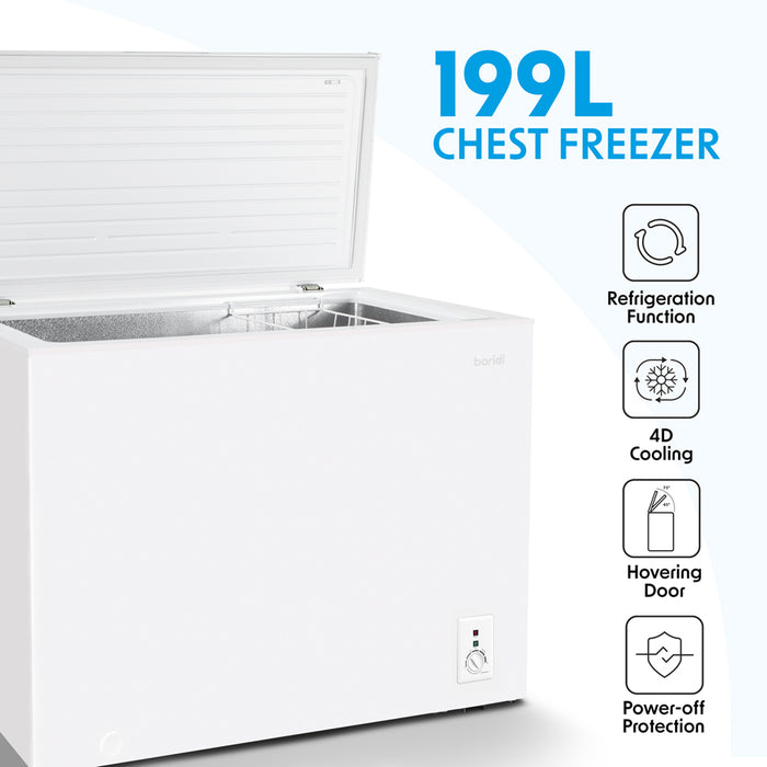 199L Freestanding Chest Freezer -12 to -24 Degrees - Refrigeration Mode & QUIET