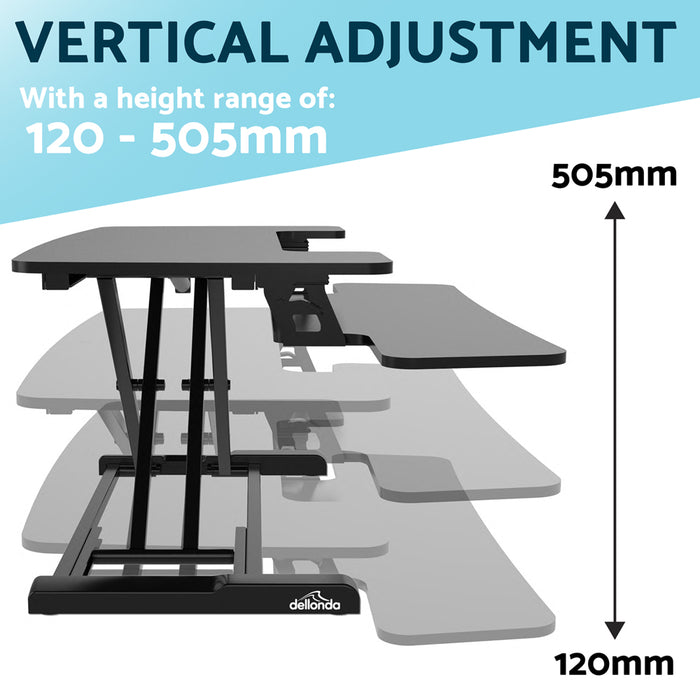 71cm Height Adjustable Sit Stand Work Desk Converter & Twin Monitor Bracket Set