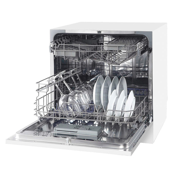 White Worktop Dishwasher - 8 Place Settings - Portable Tabletop Dish Washer