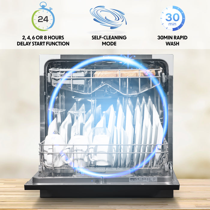 Black Worktop Dishwasher - 8 Place Settings - Portable Tabletop Dish Washer