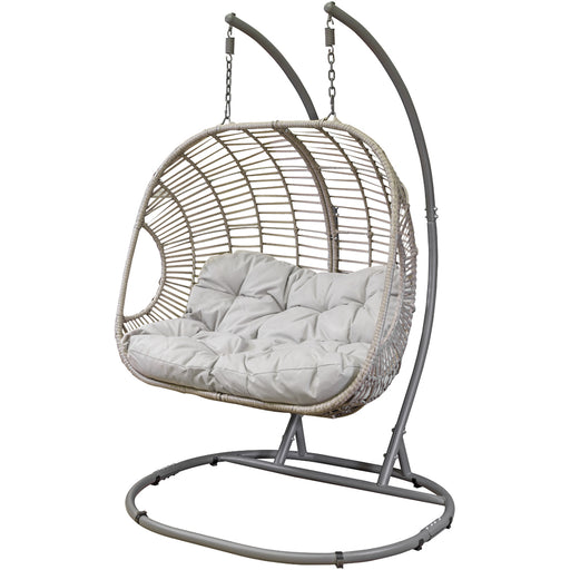 Premium Double Hanging Garden Egg Chair - Wicker Rattan - Outdoor Swing Cocoon