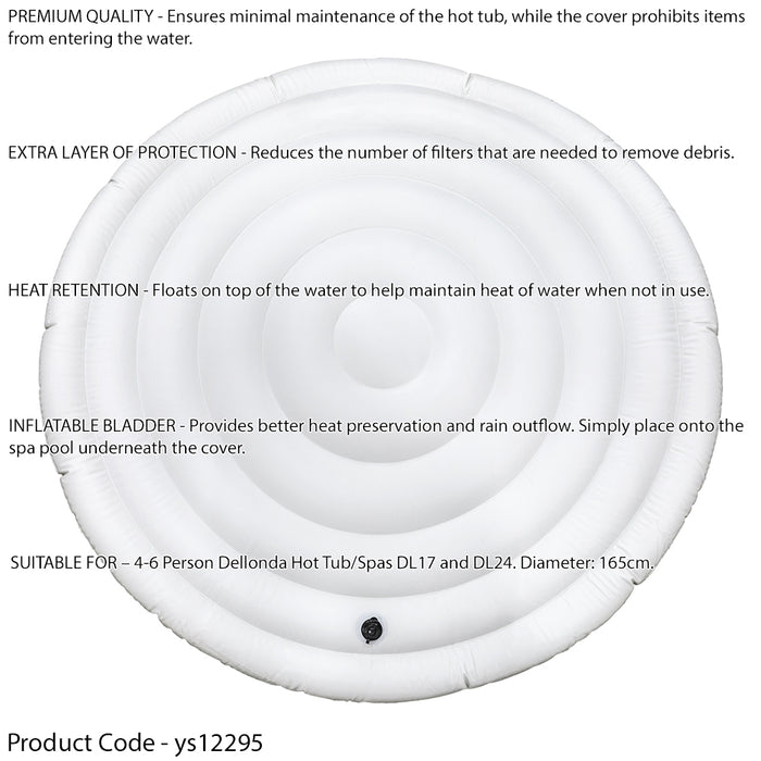 165cm Round Inflatable Heat Retaining Hot Tub Cover - Spa Water Lid Retention