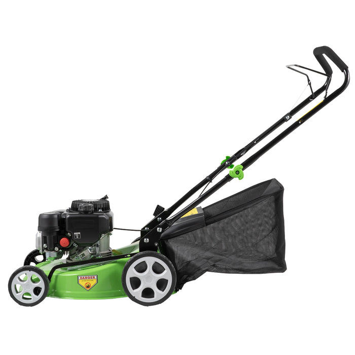 40cm 132cc 4-Stroke Petrol Lawnmower - Hand-Propelled Manual Grass Cutter Mower
