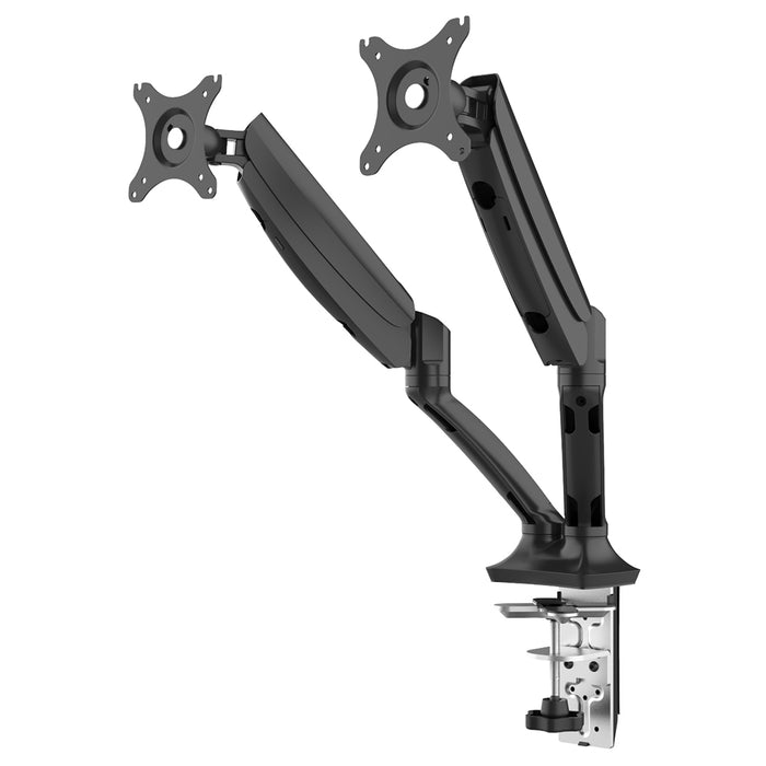 10-27" Dual Twin Moving Monitor Desk Mount Arm Bracket - 9KG Screen Holder Stand