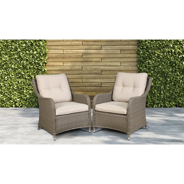 2 PACK Rattan Wicker Garden Dining Chair Set & Cushions - Weatherproof Seating