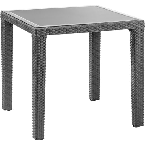 80x80cm Glass Top Outdoor Dining Table - Square Anthracite Rattan Style Garden
