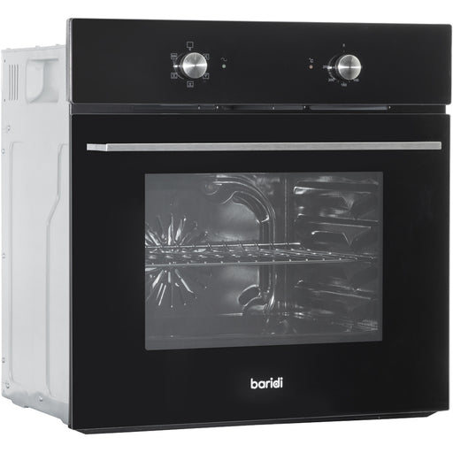 Black 60cm Integrated Fan Assisted Electric Oven 55L Wall Mounted Built-In Grill