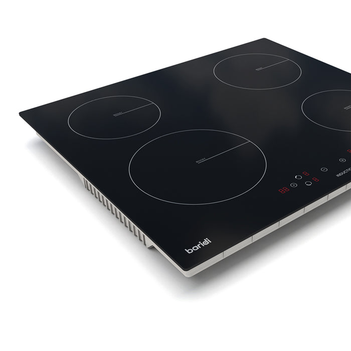 60cm 2800W 4 Zone Electric Induction Hob - Black Glass Touch Control Flush