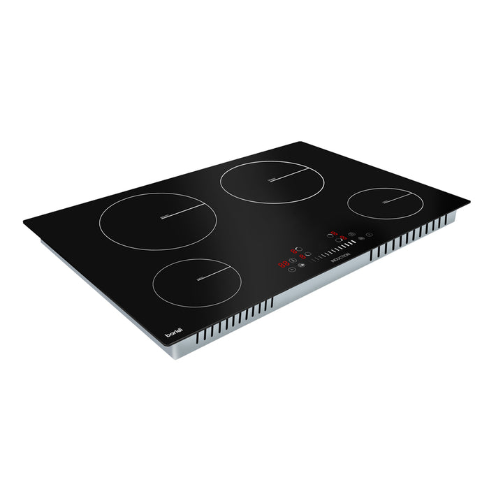 77cm 7200W 4 Zone Electric Induction Hob - Black Glass Touch Control Flush