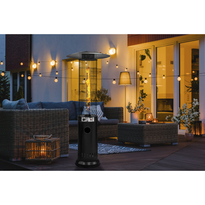 13kW Black Propane Gas Tower Patio Heater - Outdoor Garden Dining Radiator Pub
