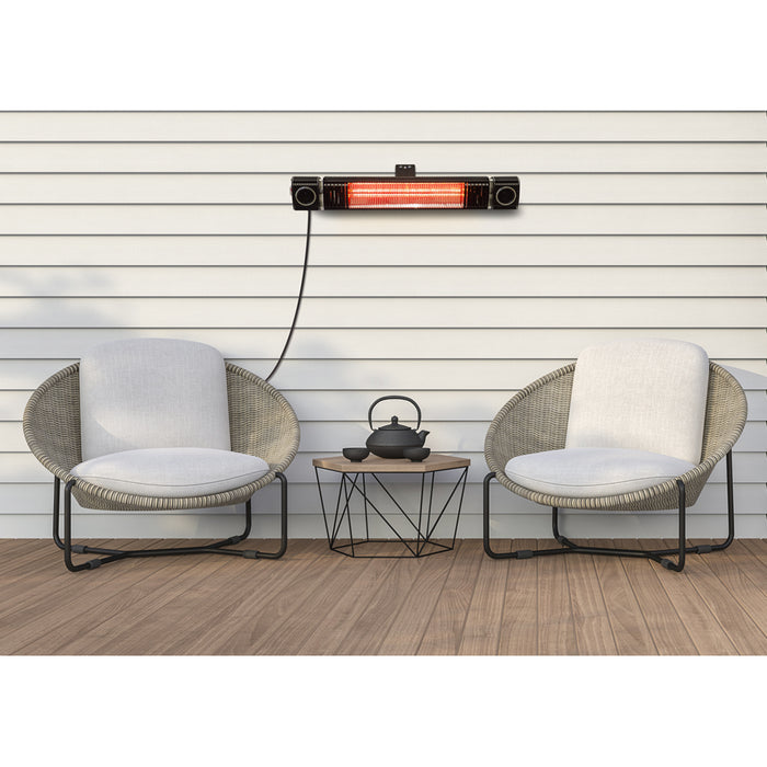 2000W Outdoor Wall Mounted Infrared Patio Heater & Bluetooth Speakers Pub Garden