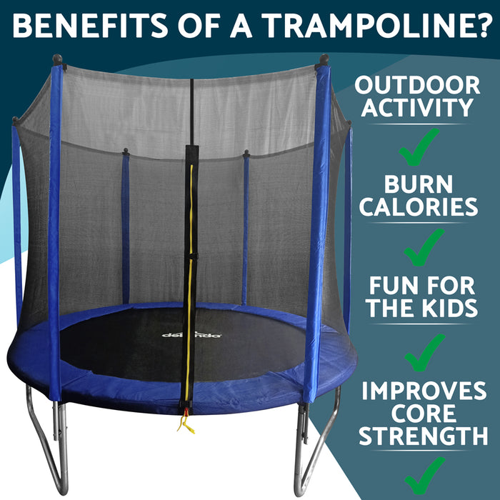 2440mm Kids 8ft Trampoline, Enclosure Net, Ladder & Anchors 50KG Max Garden Jump