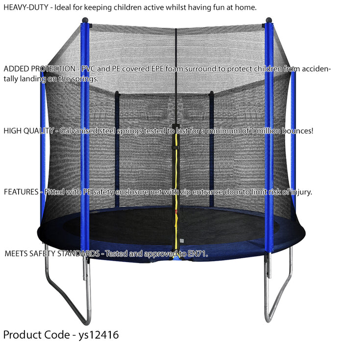 3m / 10ft Kids Trampoline & Safety Enclosure Net - 100KG Max Outdoor Garden Jump