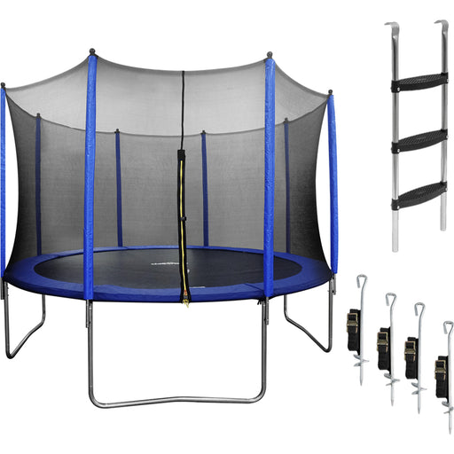 3.6m / 12ft Trampoline, Enclosure Net, Ladder & Anchors 150KG Max Garden Jump