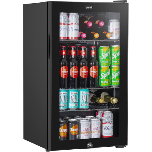 85L Under Counter Wine Beer Drinks Fridge Cooler - Glass Front 110x 330ml Cans