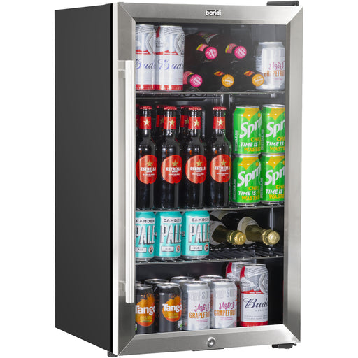 85L Under Counter Wine Beer Drinks Fridge Cooler - Glass Front Stainless Steel