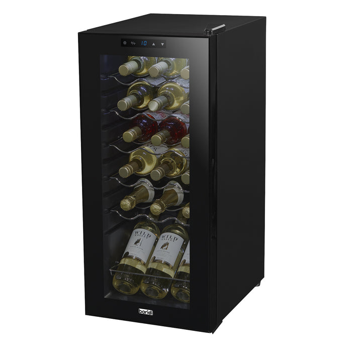 18 Bottle Freestanding Wine Cooler Fridge LED Backlit Metal Shelf BLACK & GLASS