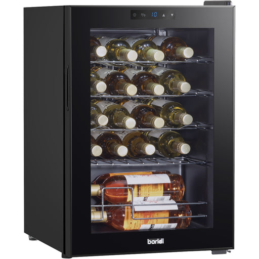 20 Bottle Freestanding Wine Cooler Fridge & Metal Shelves - LED BLACK & GLASS