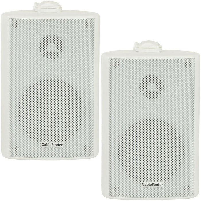 (PAIR) 2x 4" 70W White Outdoor Rated Speakers Wall Mounted HiFi 8Ohm & 100V