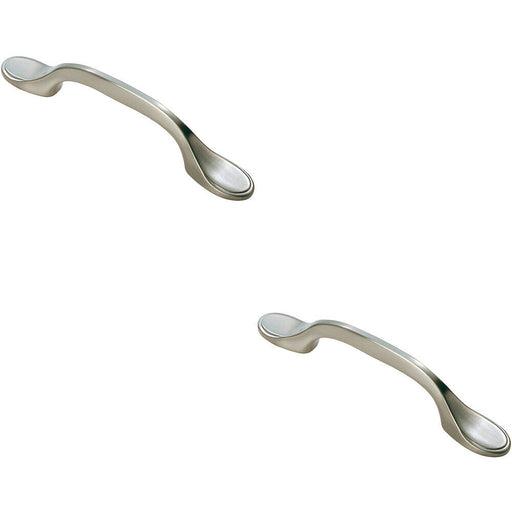 2x 128mm Shaker Style Cabinet Pull Handle 76mm Fixing Centres Satin Nickel Loops