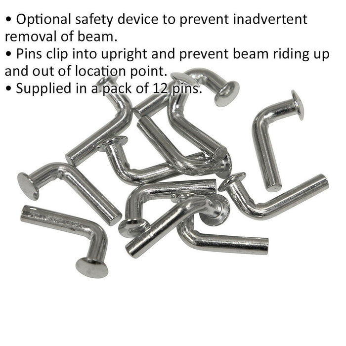 12 PACK Safety Locking Pin - Secures Warehouse Beams - Storage Racking Support Loops