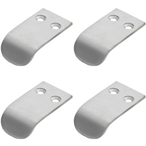 4x Semi Concealed Cabinet Finger Pull Handle 12mm Fixing Centres Satin Chrome Loops