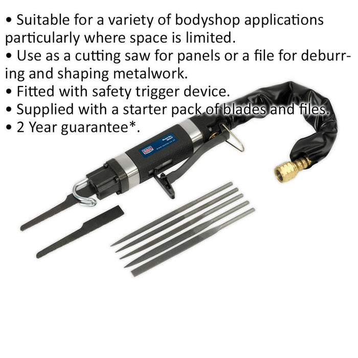 Mini Reciprocating Air Saw & Needle File - 1/4" BSP Bodyshop Panel Cutting Tool Loops