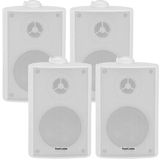 4x 5.25" 90W White Outdoor Rated Garden Wall Speakers Wall Mounted 8Ohm & 100V