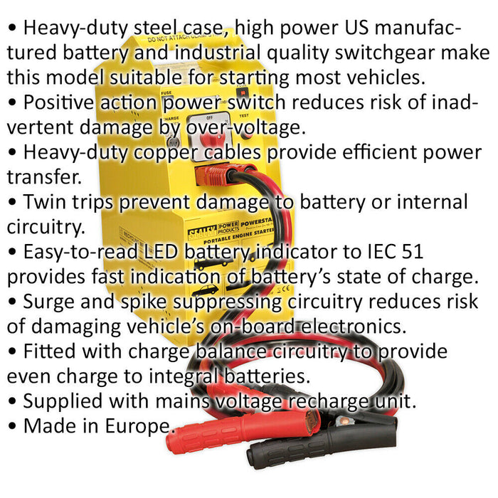 High Power Emergency Jump Starter - Engines Up To 900 hp - 5000A / 2500A Loops
