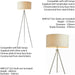 Standing Floor & Table Lamp Set Chrome Plate Ivory Shade Sleek Tripod Leg Light Loops