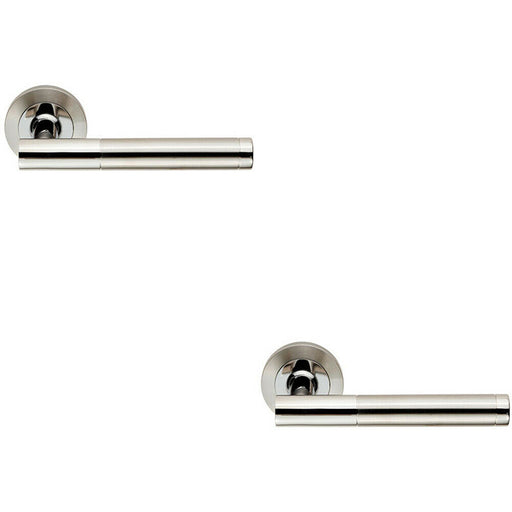2x PAIR Round Bar Handle on Round Rose Concealed Fix Polished & Satin Steel Loops