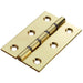 PAIR 76 x 50 x 2.5mm Double Steel Washered Butt Hinge Polished Brass Door Loops