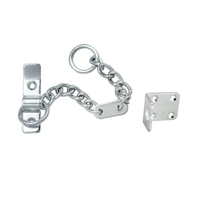 Heavy Duty Door Security Chain 195.5mm Length Satin Chrome Door Restrictor Loops