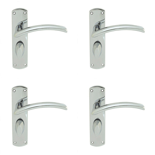 4x Arched Lever on Bathroom Backplate Door Handle 170 x 42mm Polished Chrome Loops