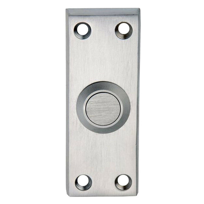 Decorative Door Bell Cover Satin Chrome 76 x 25mm Victorian Square Edged Loops