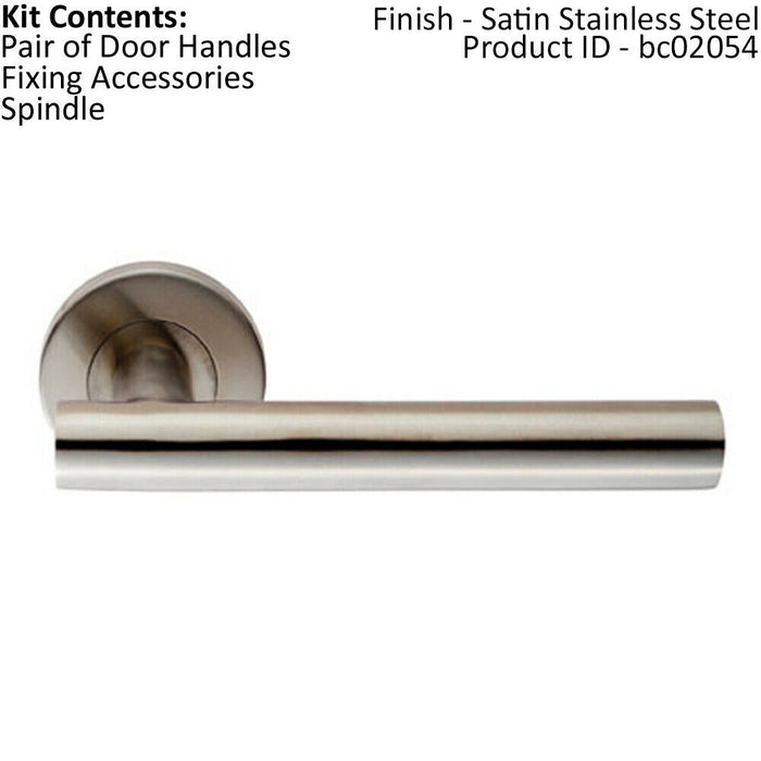 PAIR Straight Round T Bar Handle on Round Rose Concealed Fix Satin Steel Loops