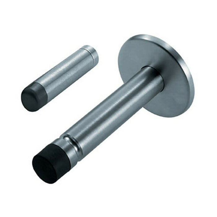 2x Coat Hook on Concealed Fix Rose Rubber Tip 93mm Projection Satin Steel Loops