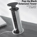 3 Way Gang Pop Up Extension Tower 2x USB Ports Black Hidden Mains Power Socket Loops