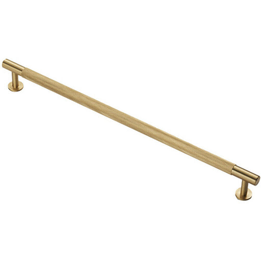 Knurled Bar Door Pull Handle - 350mm x 13mm - 320mm Centres - Satin Brass Loops