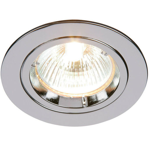 Fixed Round Recess Ceiling Down Light Chrome 80mm Flush GU10 Lamp Holder Fitting Loops