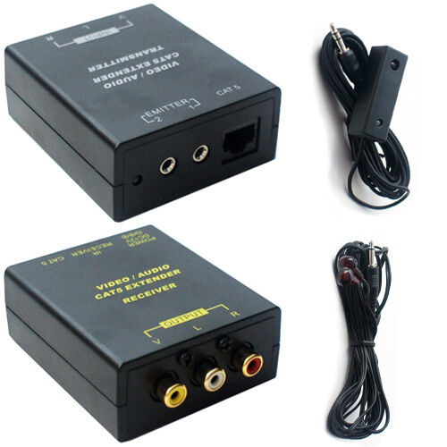 3 RCA PHONO & IR Over 300m CAT5e CAT6 Cable Extender Balun Kit AV Audio Video Loops