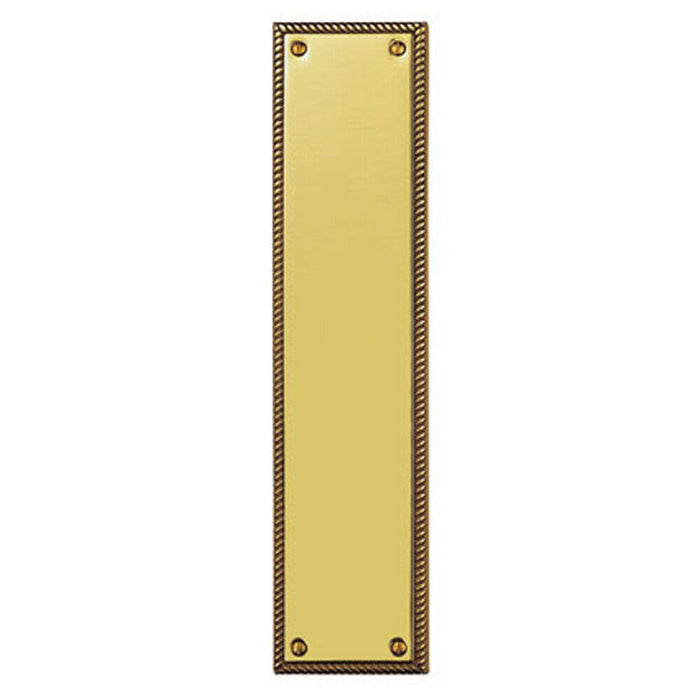 Georgian Door Finger Plate 302 x 74mm Rope Design Border Polished Brass Loops