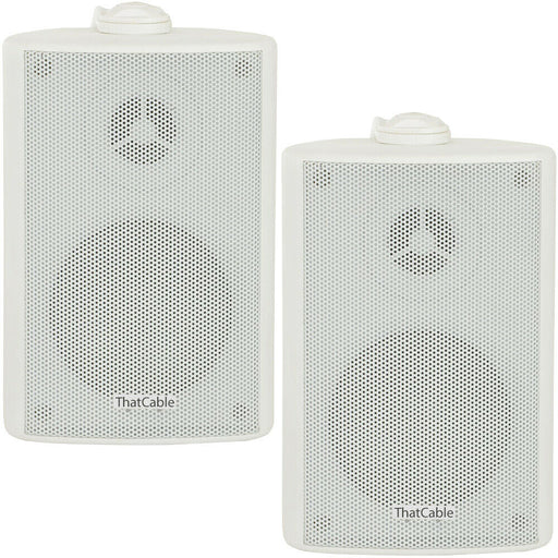 (PAIR) 2x 6.5" 120W White Outdoor Rated Speakers Wall Mounted HiFi 8Ohm & 100V