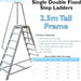 1.7m Heavy Duty Double Sided Fixed Step Ladders Safety Handrail & Wide Platform Loops